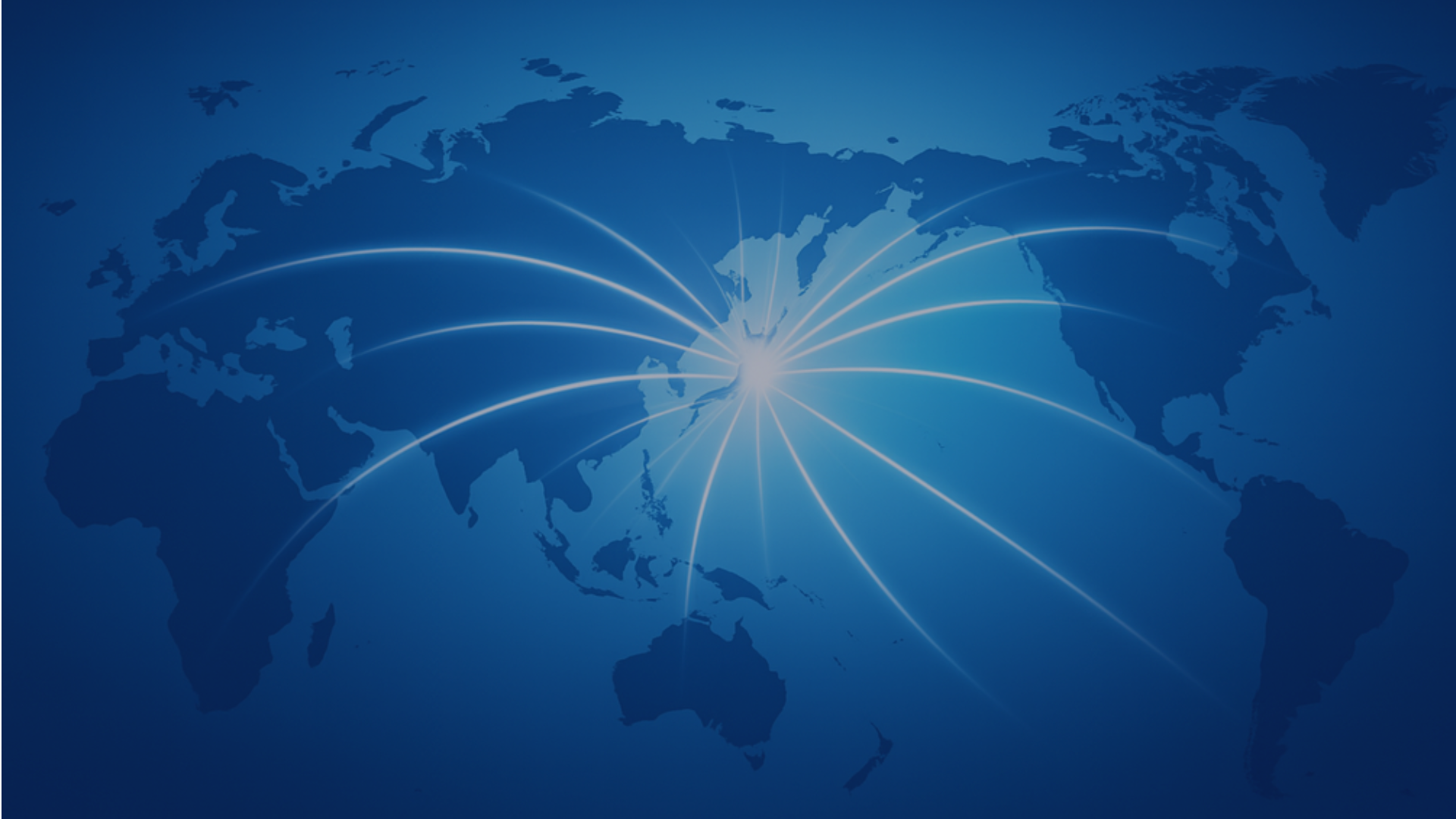 日本からアジアを中心に世界へ向かう戦略的拡大を示す世界地図